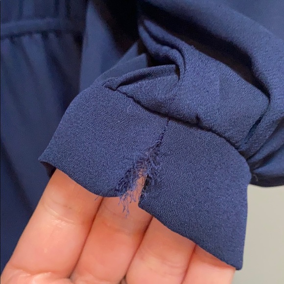 Navy Blue 3/4 Sleeve A-Line Dress - Picture 5 of 7